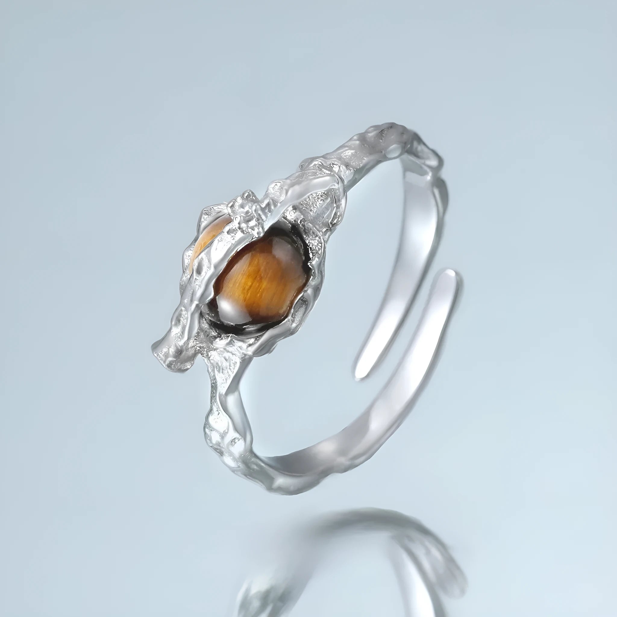 Women's adjustable Saturn open ring silver white gold colour electroplated jewellery