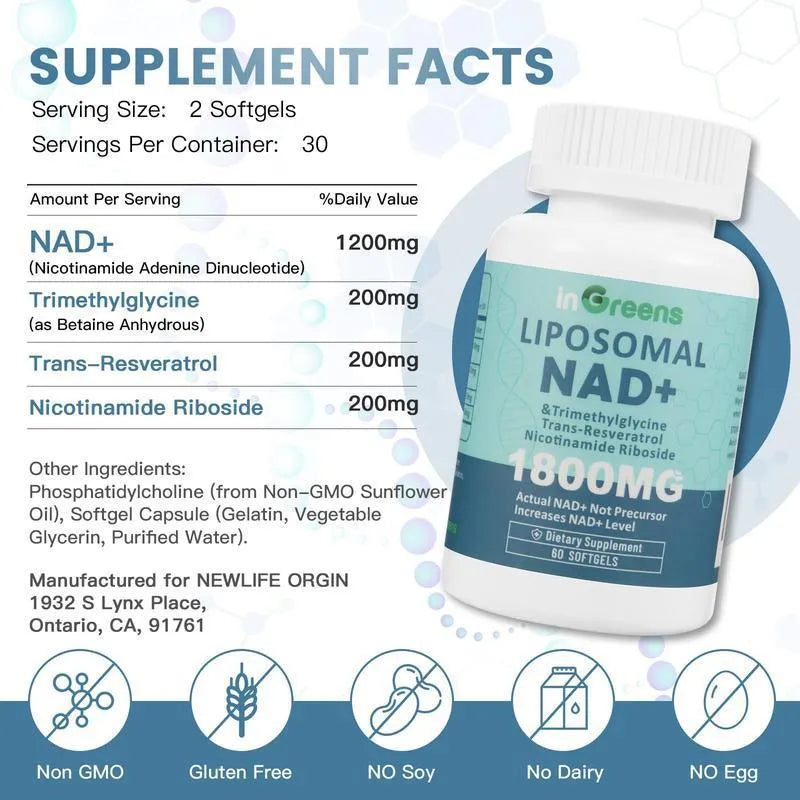 Bottle of NMN capsules nicotinamide mononucleotide dietary supplement