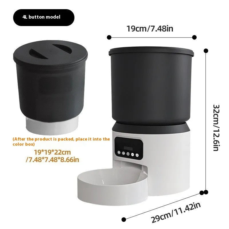 4L smart pet feeder with WiFi remote monitoring and camera options for cats and dogs