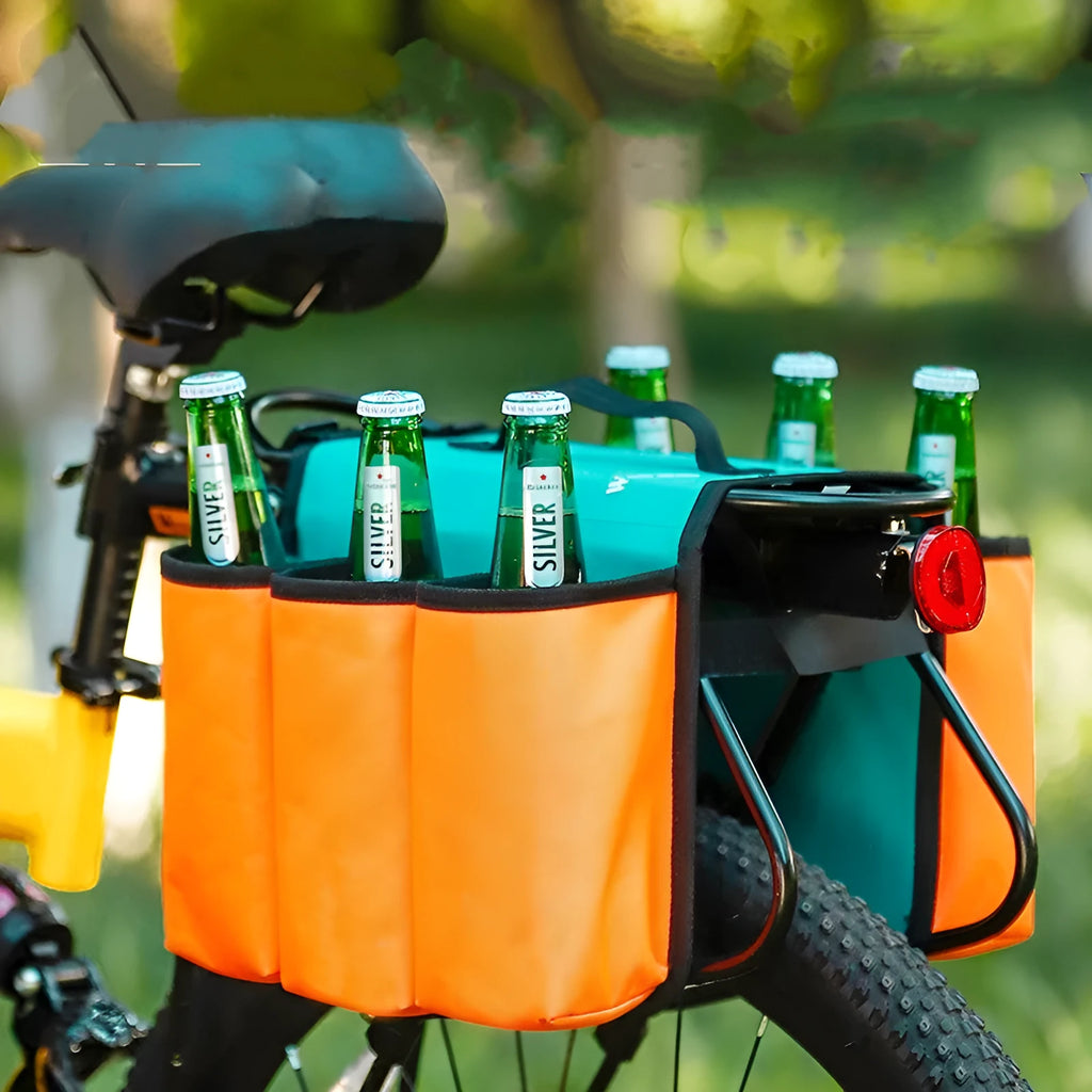 Bicycle double-sided drink bag with 2L capacity in black, blue orange, or orange colour options