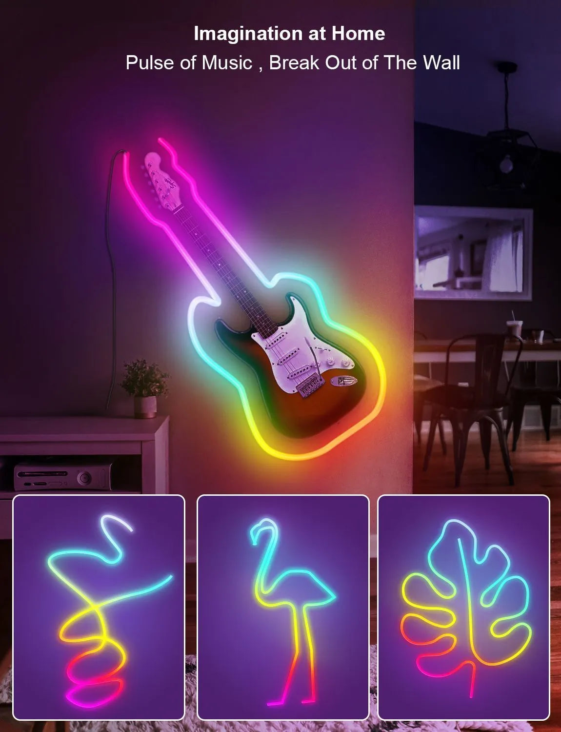 3-metre RGB USB neon LED light strip with remote control for DIY interior lighting
