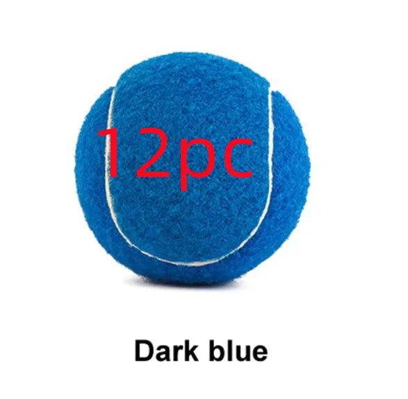Bite-resistant rubber dog tennis ball toy in assorted colours, 6.3 cm in size.