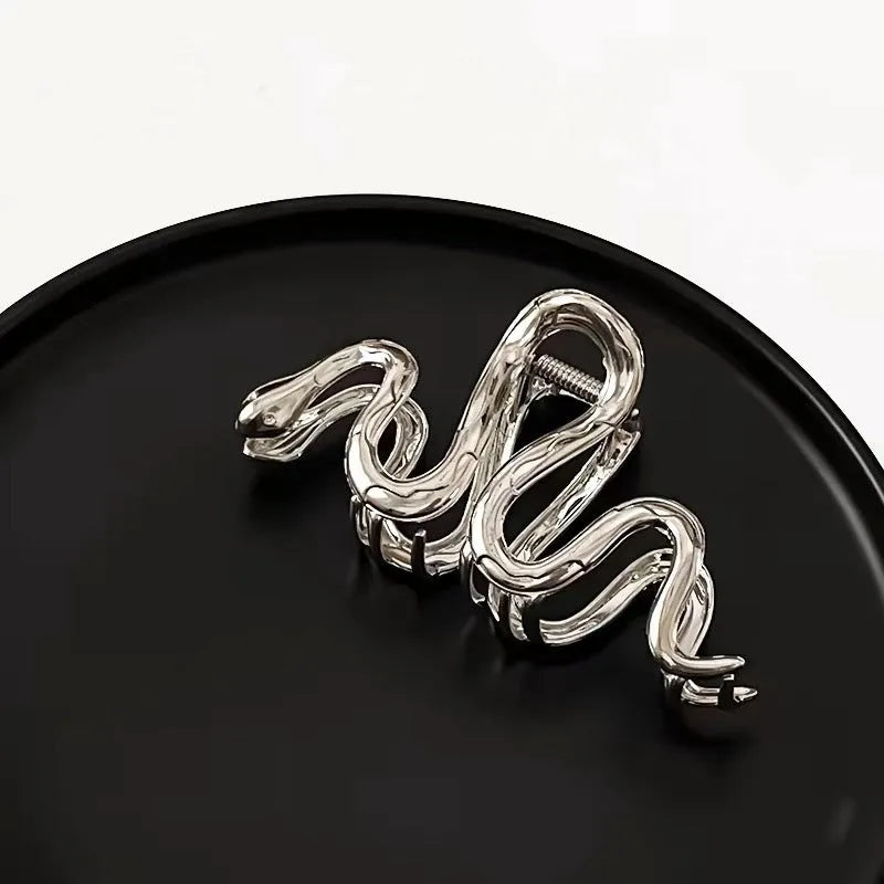 Slytherin serpentine metal hair clip barrette in silver or gun black, 10.5cm long
