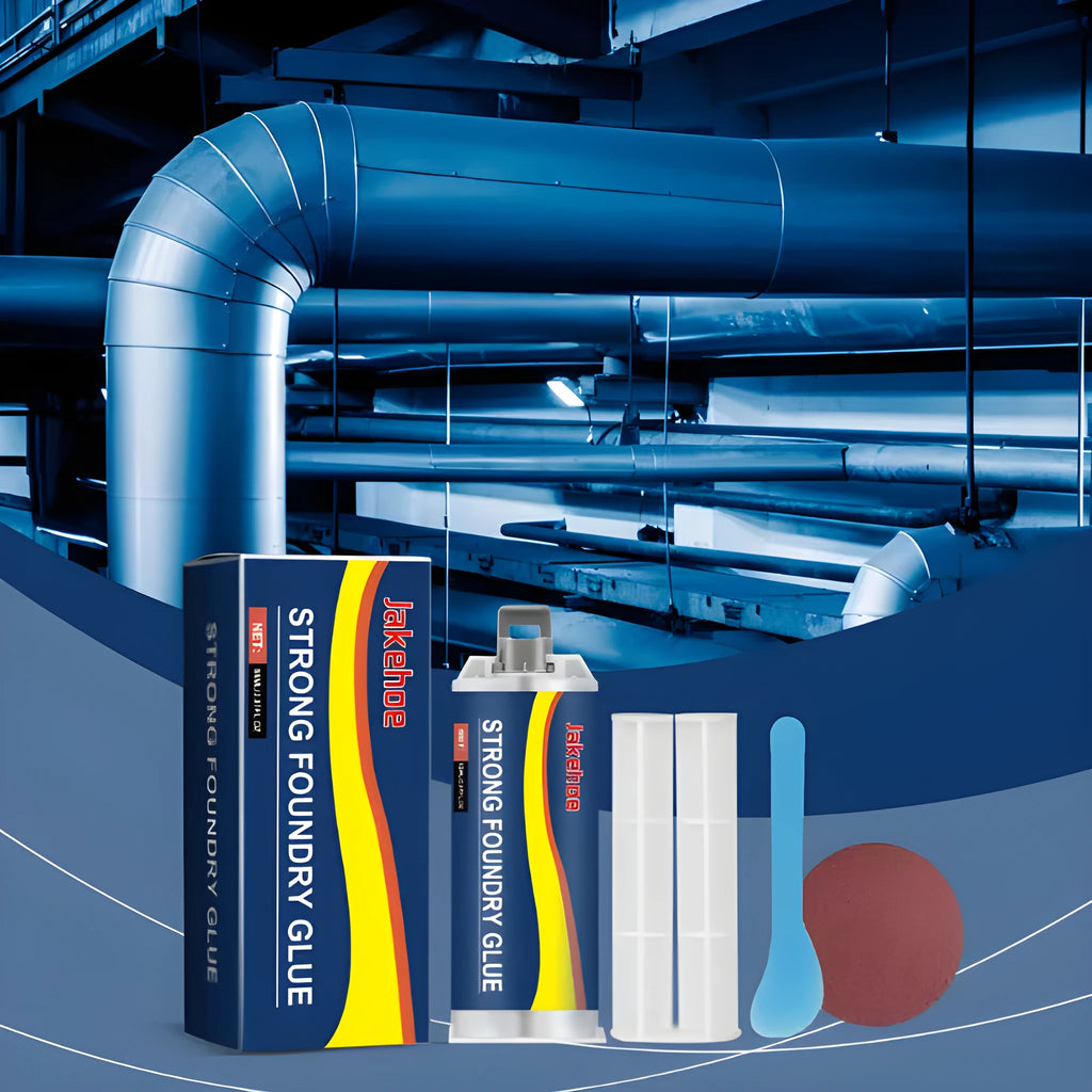 85ml tube of metal adhesive sealant for stainless steel, copper, and aluminium with push rod and tools.