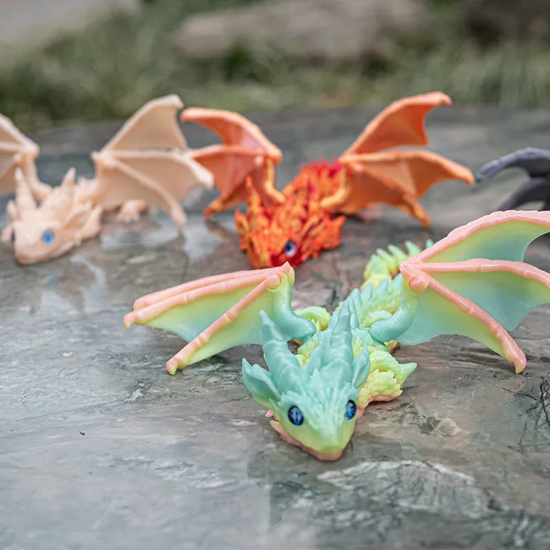 PLA flying dragon wings toy decoration with printed design in multiple colour options