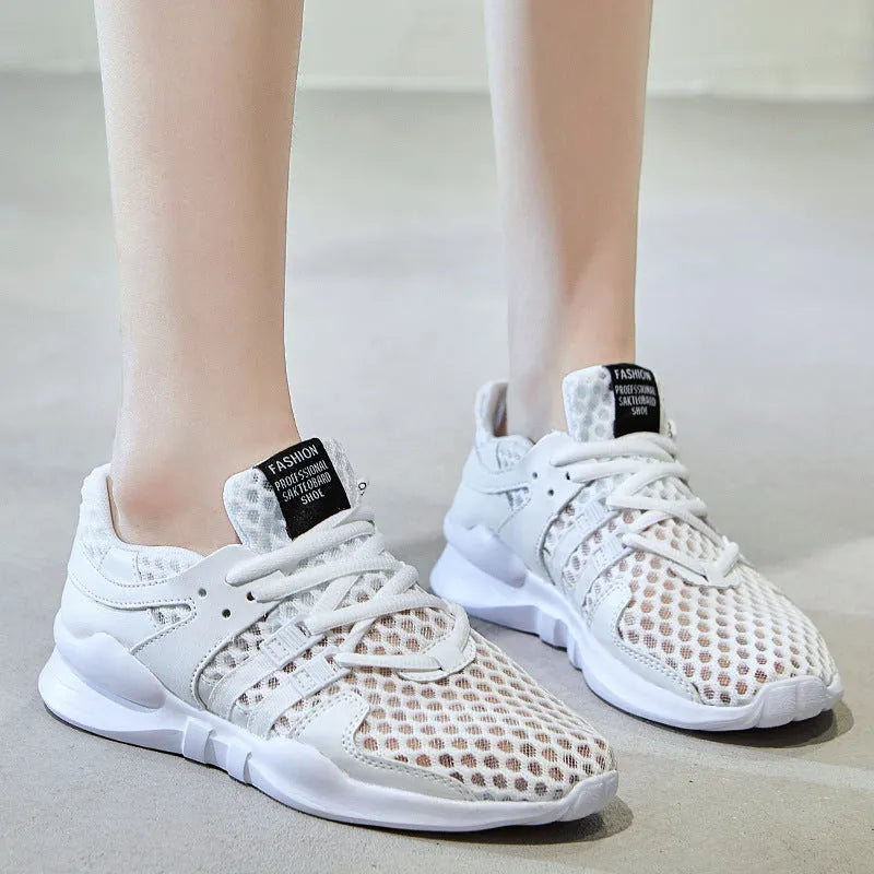 Men's hollow breathable sneaker with mesh upper in black and white colour options