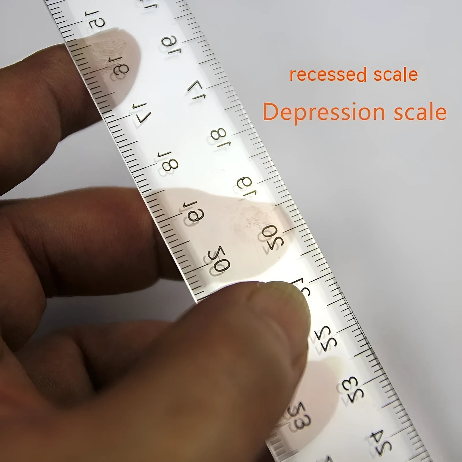 Transparent and orange yellow T-shaped plastic rulers with 30cm length and dual scale options