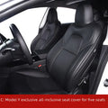Tesla Model 3 and Model Y dedicated car seat cover in black or white, showing PVC chloroprene material.