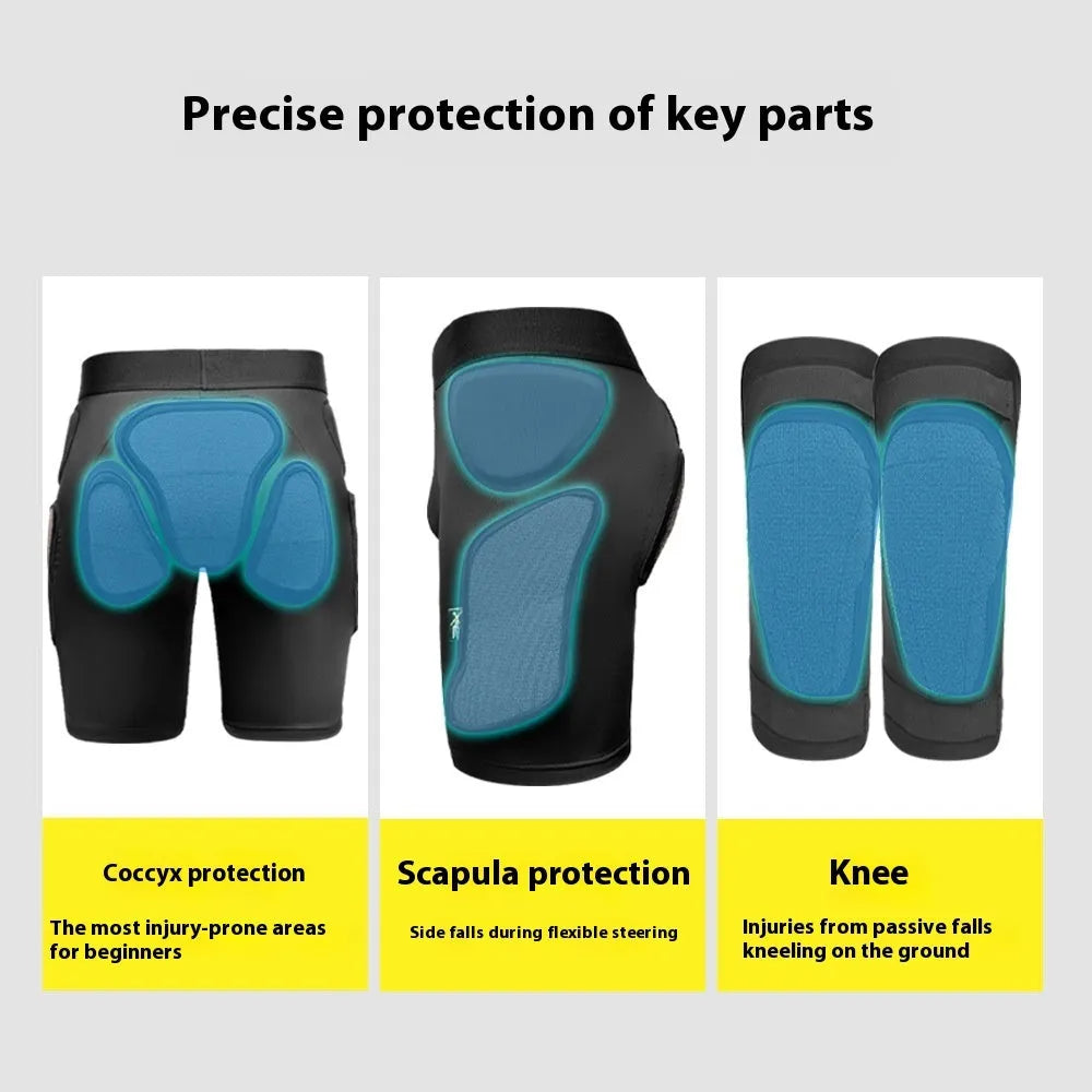 X-ray diffraction skiing hip pad and knee pad protective gear set for inner wear.