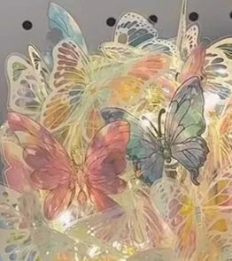 Butterfly night light DIY kit with glass lampshade and raw wood base measuring 12x15cm