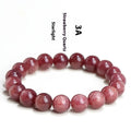 Natural strawberry quartz bracelet with cherry red geometric beads in three size options