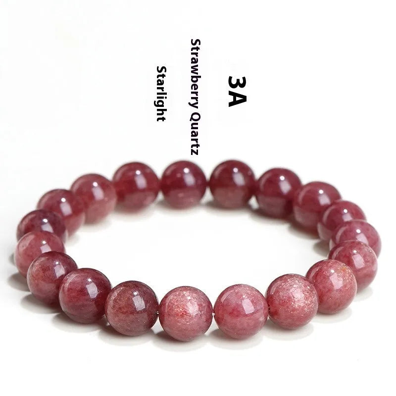 Natural strawberry quartz bracelet with cherry red geometric beads in three size options