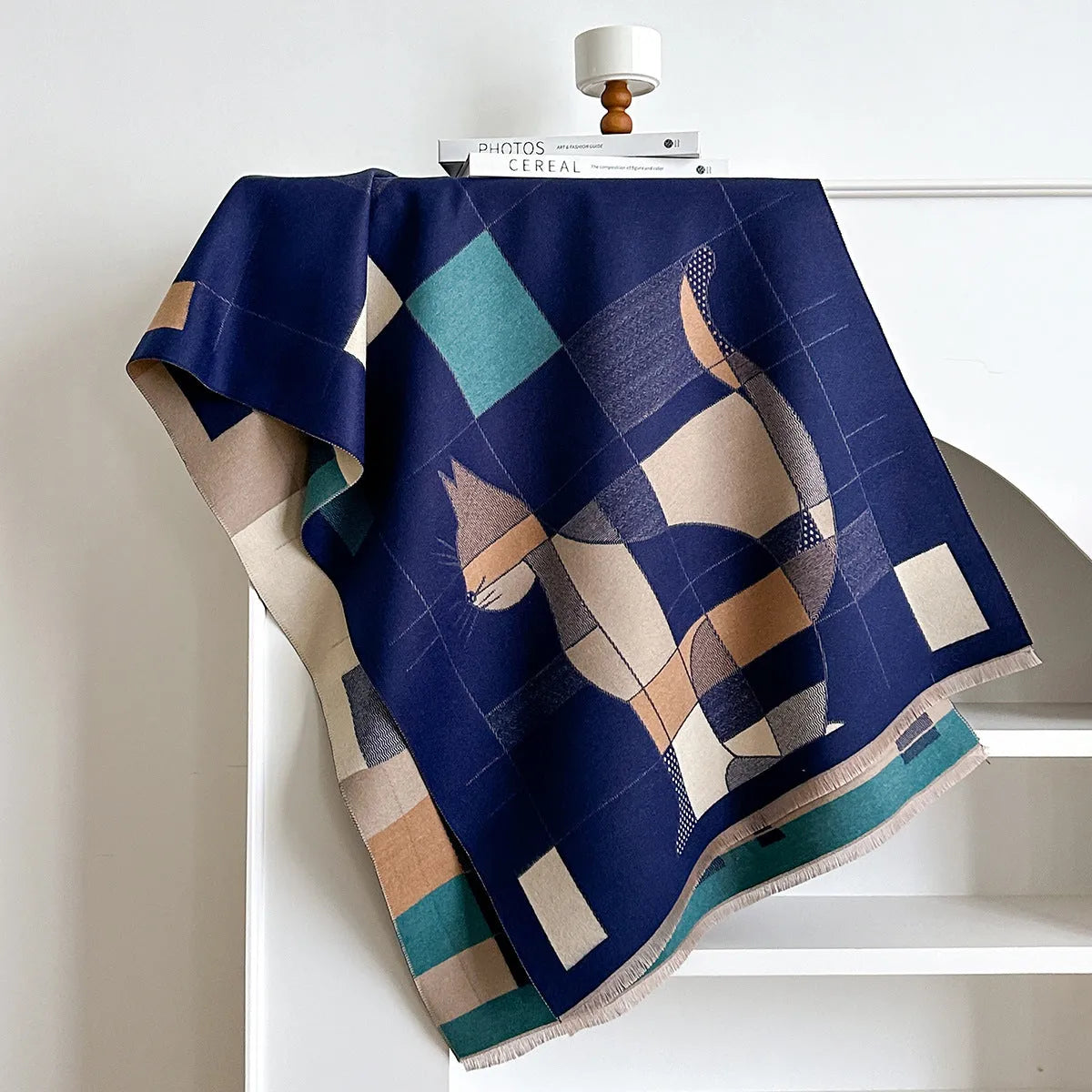 European style imitation cashmere scarf in beige colour measuring 185cm long