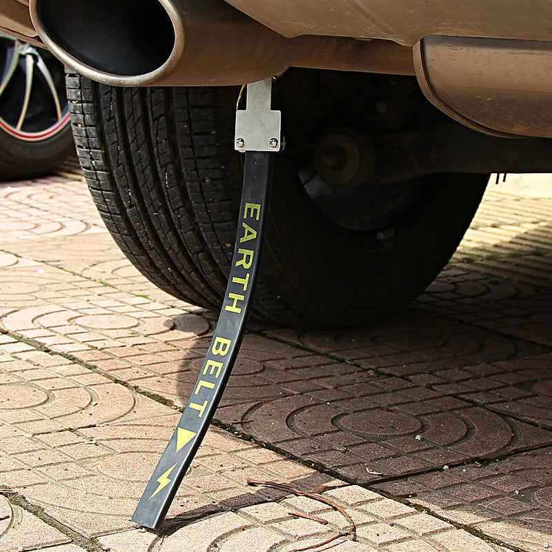Black rubber car electrostatic grounding chain with copper wire, 370mm long, for sedan SUV van.