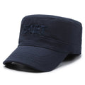 Men's adjustable cotton flat-top peaked cap in multiple colours offering sun protection