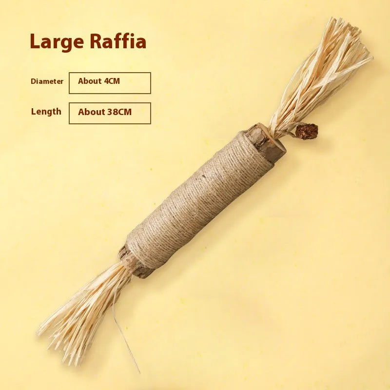 Polygonum wood cat teeth grinding rod with catnip stems and lafite grass decoration, 2.2cm diameter