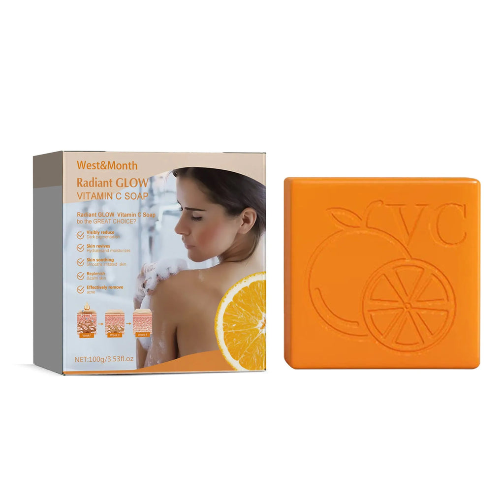 100g whitening vitamin cleansing soap bar with kojic acid, hyaluronic acid, and botanical extracts.