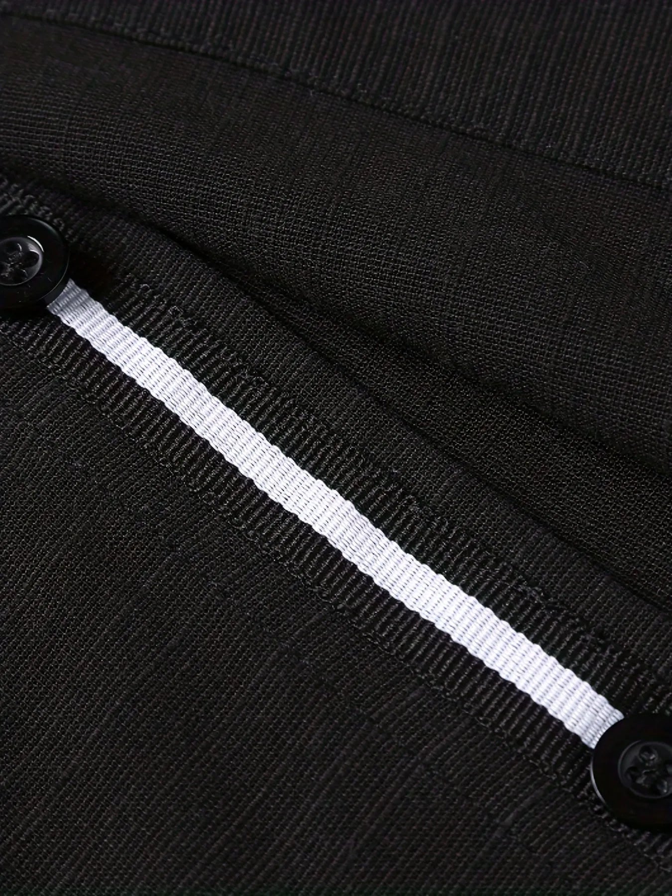 Linen casual men's shirt black long-sleeved lapel collar loose fit
