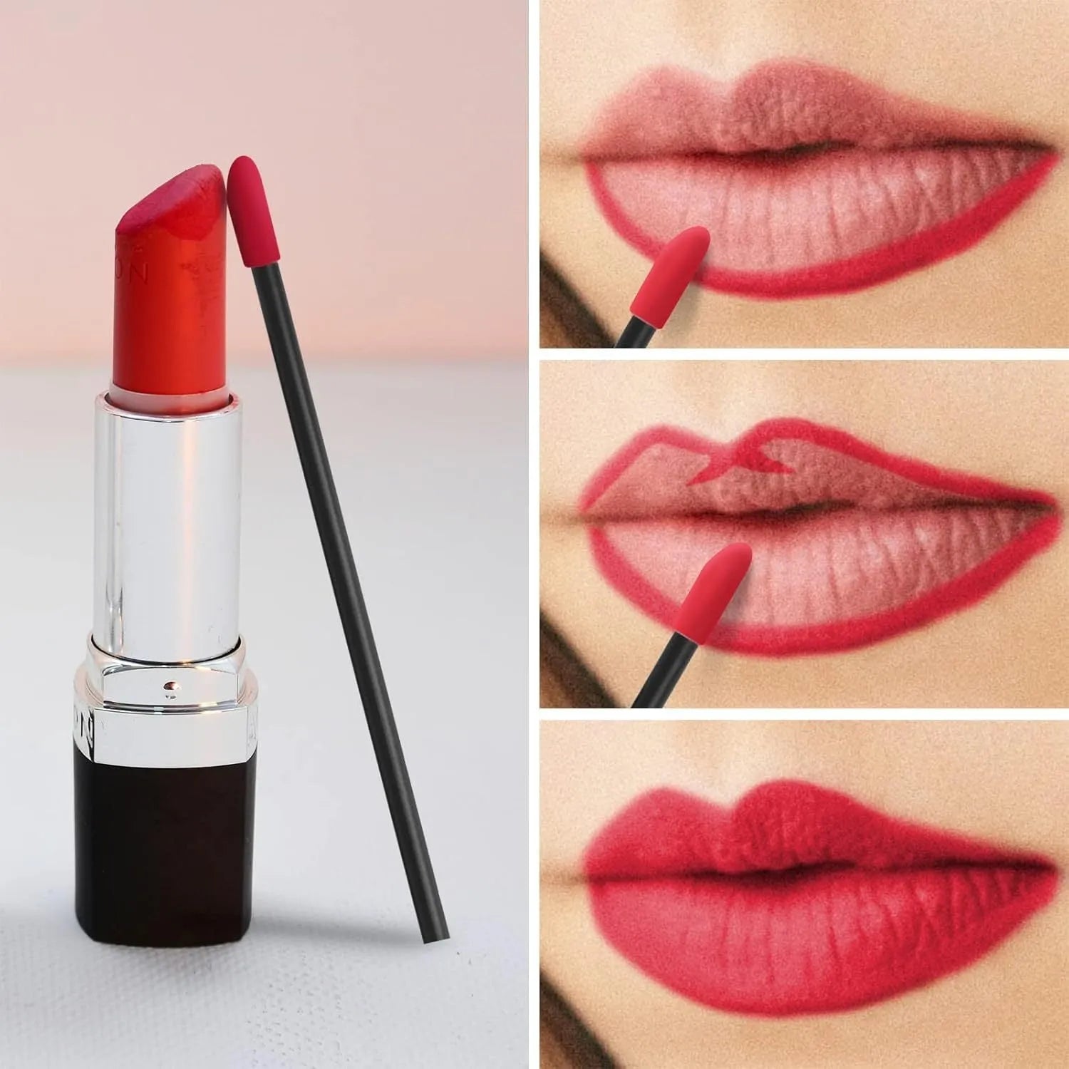 Pack of disposable lip brushes with flocked heads and coloured handles for lipstick application.