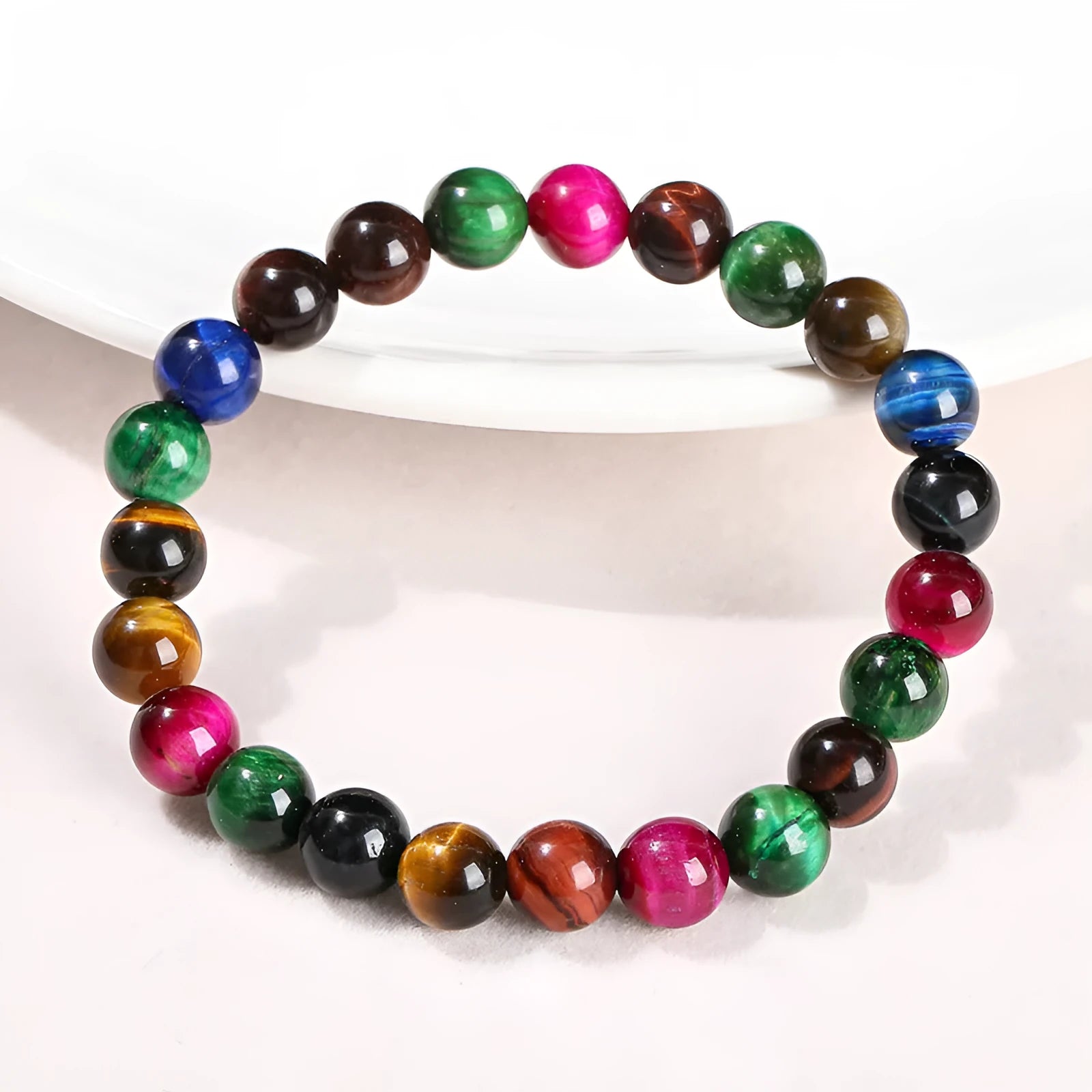 Colourful Tiger Eye gemstone beads in four sizes from 6mm to 12mm for bracelet making