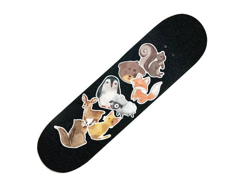 36 piece retro beach sticker set with surfing and travel designs on PVC material