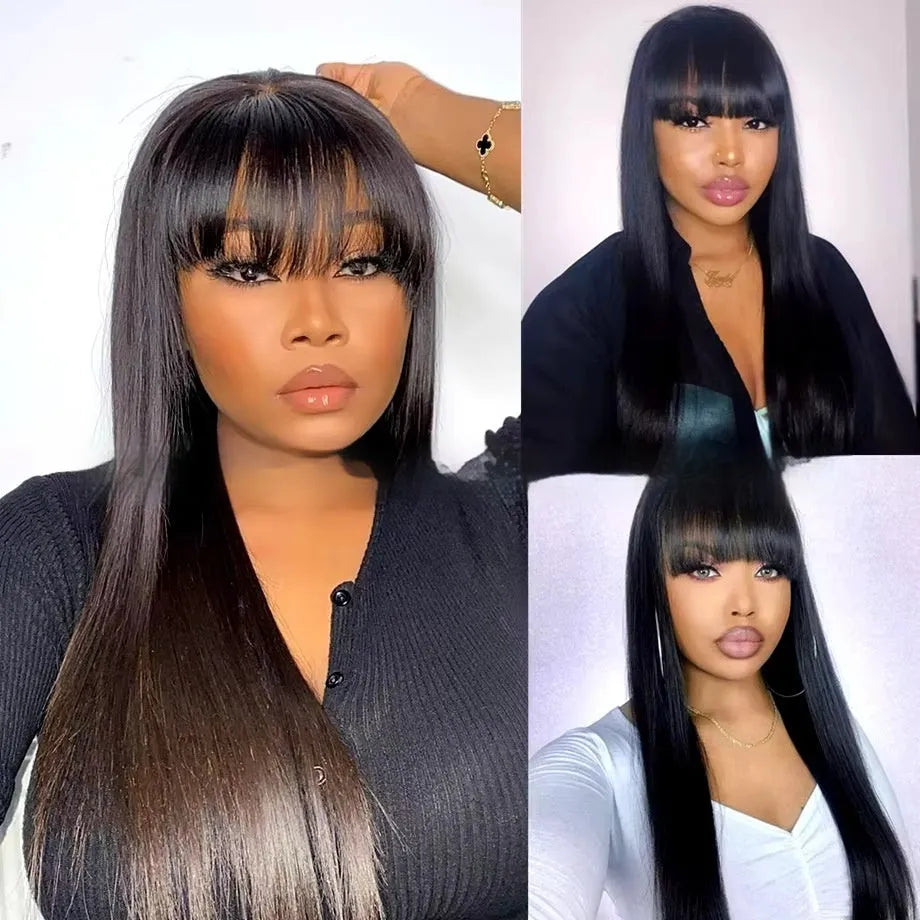 Women's natural colour human hair wig with full-mechanism headgear in various length options