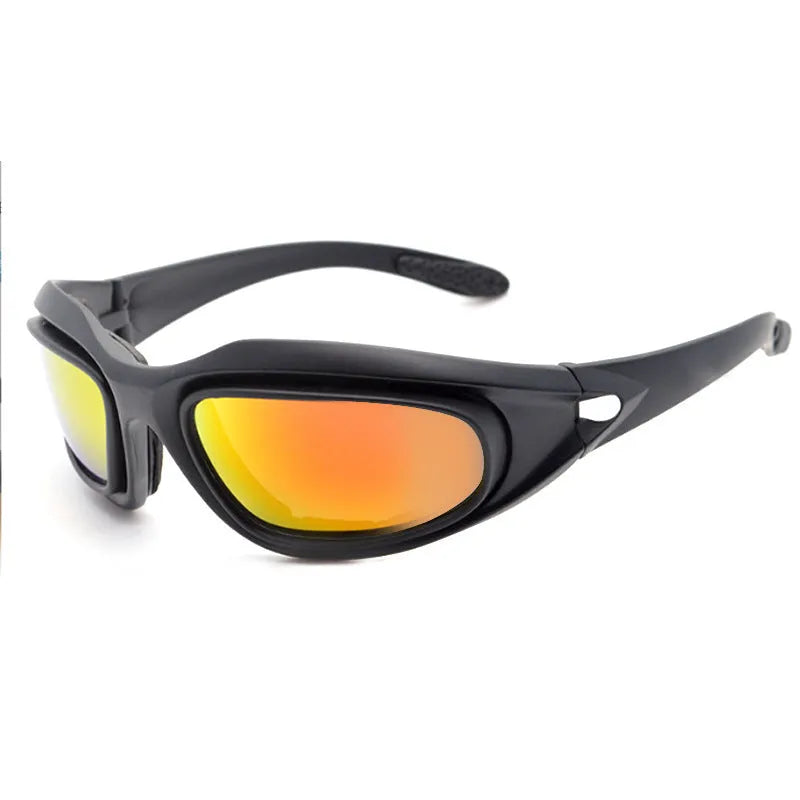 Tactical polarised sports sunglasses with a full-rim polycarbonate frame on a plain background.