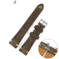 Suede genuine leather watch strap in brown, blue, gray, and Army Green colours for 20mm and 22mm watches