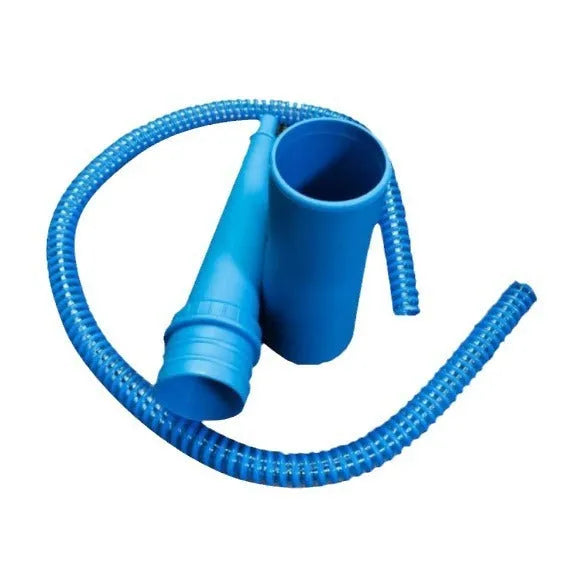 Blue plastic suction pipe vacuum cleaner head with round cleaning attachment, 114cm length