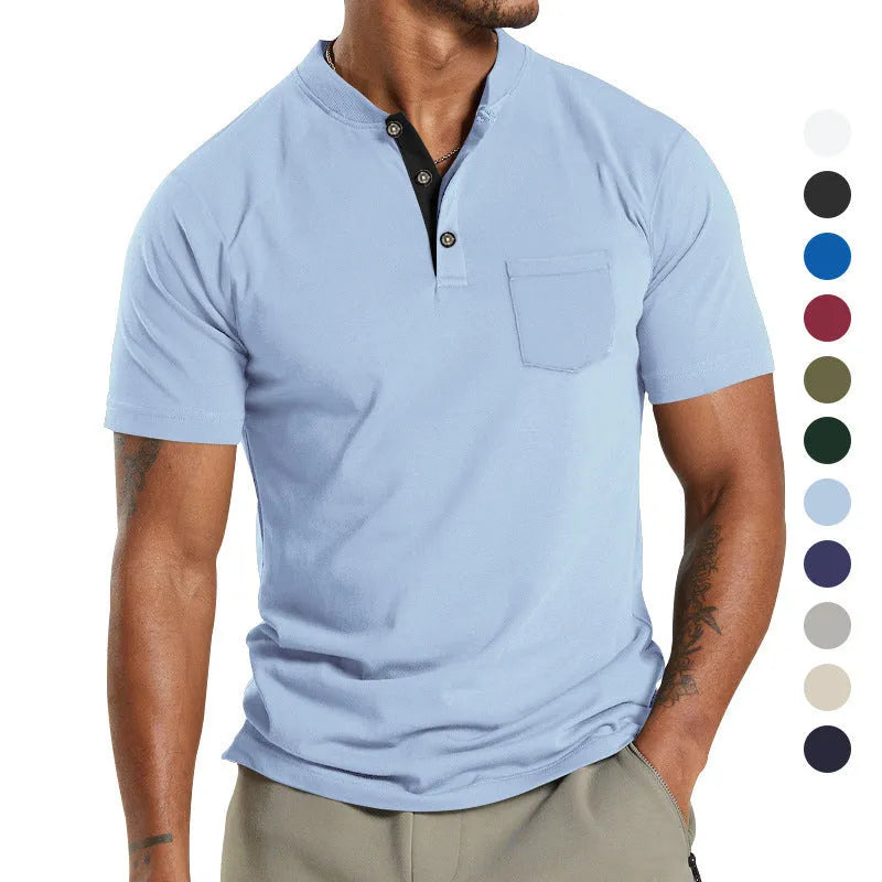 Plus size men's short sleeve button pocket shirt in polyester fabric available in multiple colours