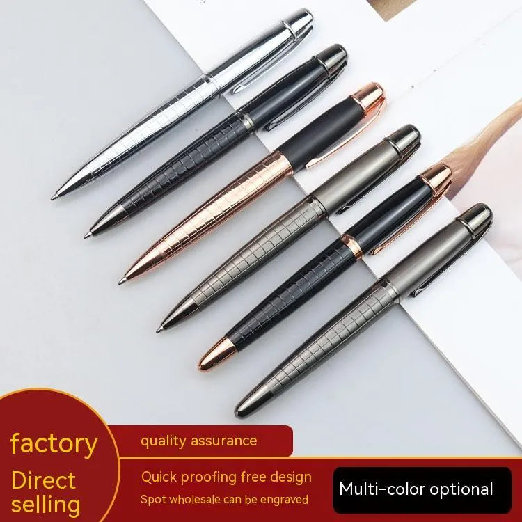 Gun grey metal roller pen with choice of black or blue ink for office use.