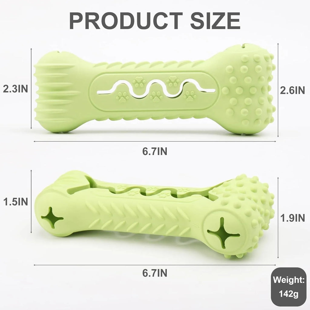 Blue bone-shaped natural rubber dog chew toy for aggressive chewers with textured surface.