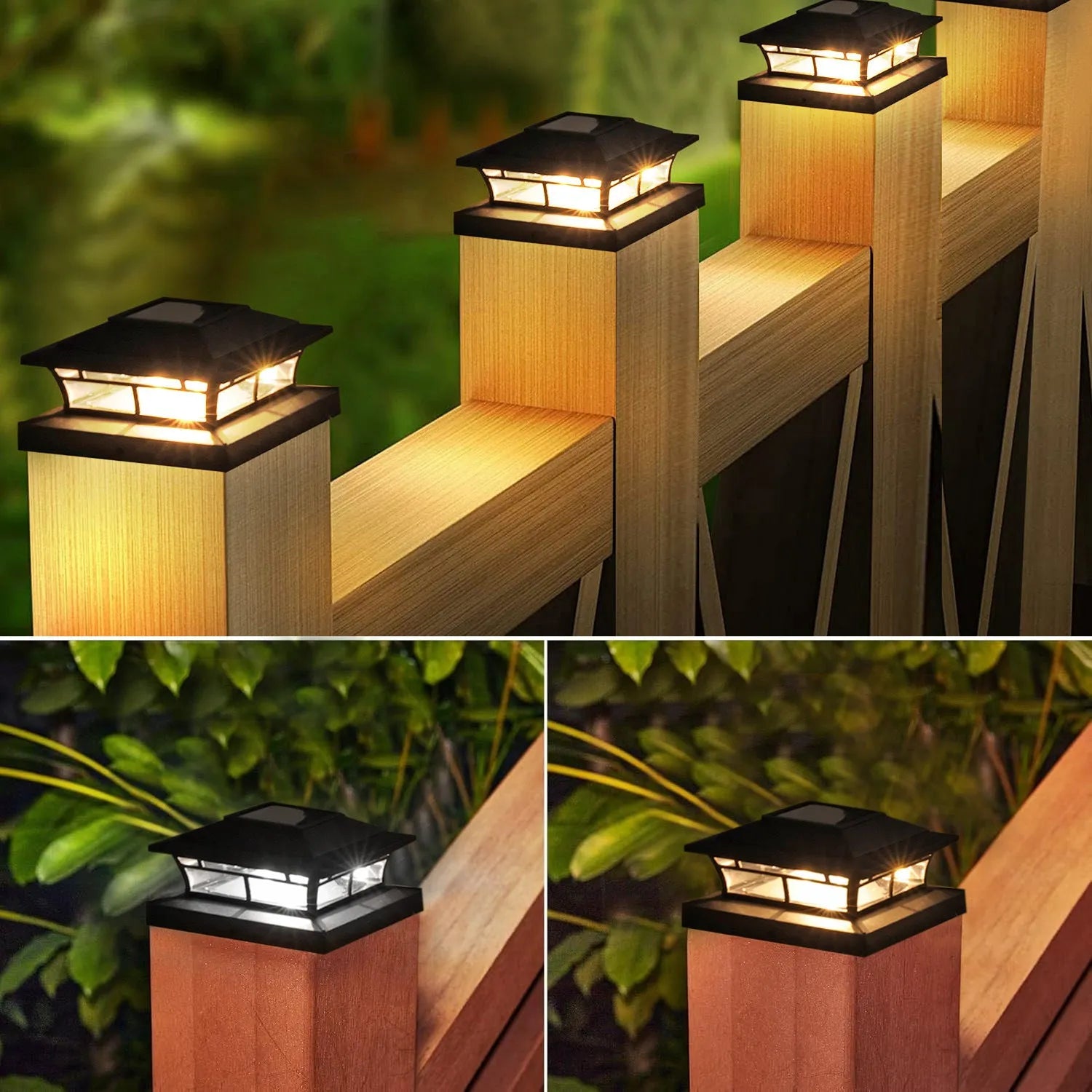 Solar pile fence lamp with ABS shell, warm and white LED light options for garden handrail lawn use