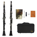 Black Bb clarinet with nickel-plated keys and included carry bag for beginner musicians