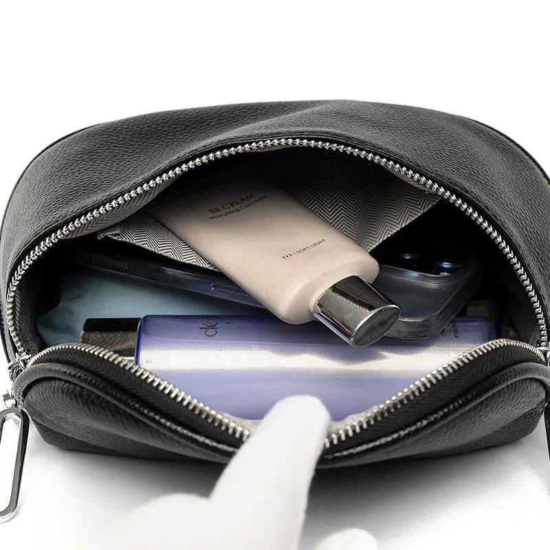 Soft PU leather women's messenger bag in saddle shape with crossbody strap.
