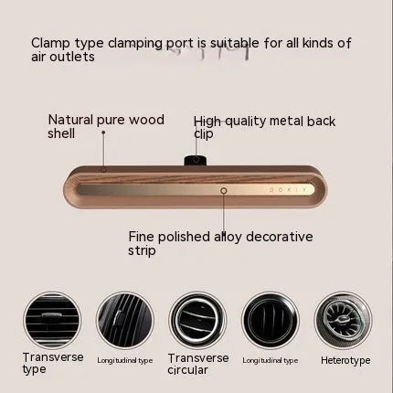 Long strip car aromatherapy ornament in walnut or metallic grey colour for vehicle air freshening and decoration