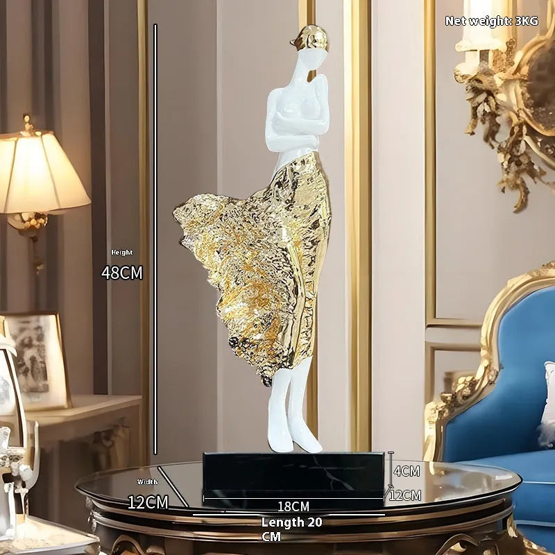 48cm tall sculptured beauty characters ornament in rose gold or silver modern decor piece