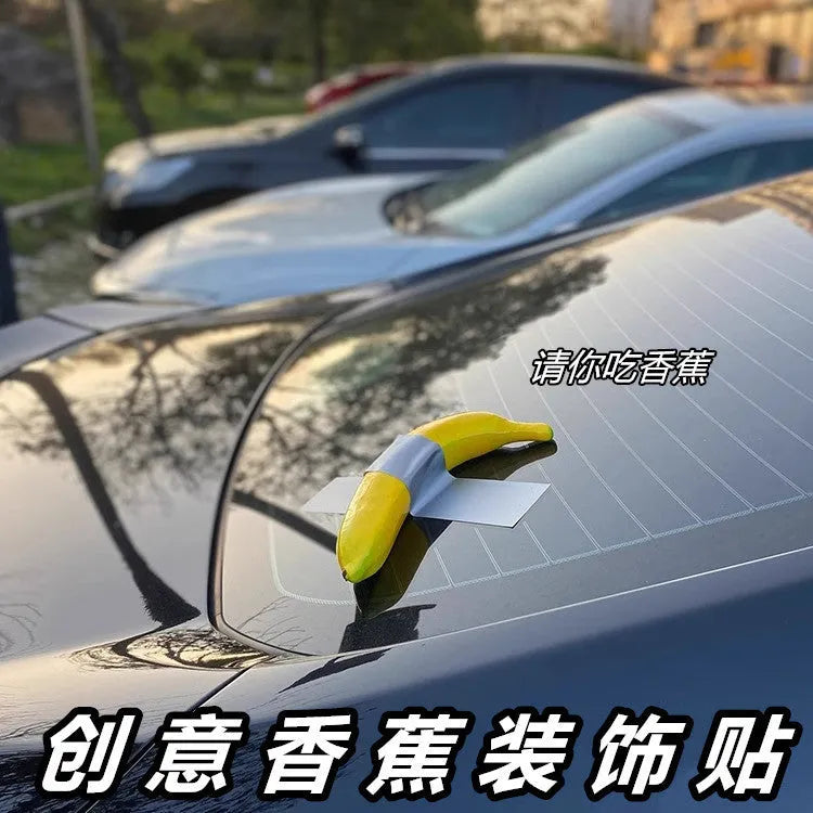 Creative spoof art banana car sticker in foam material with cartoon design