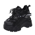 Women's white breathable mesh platform sports shoes with cross strap and round toe