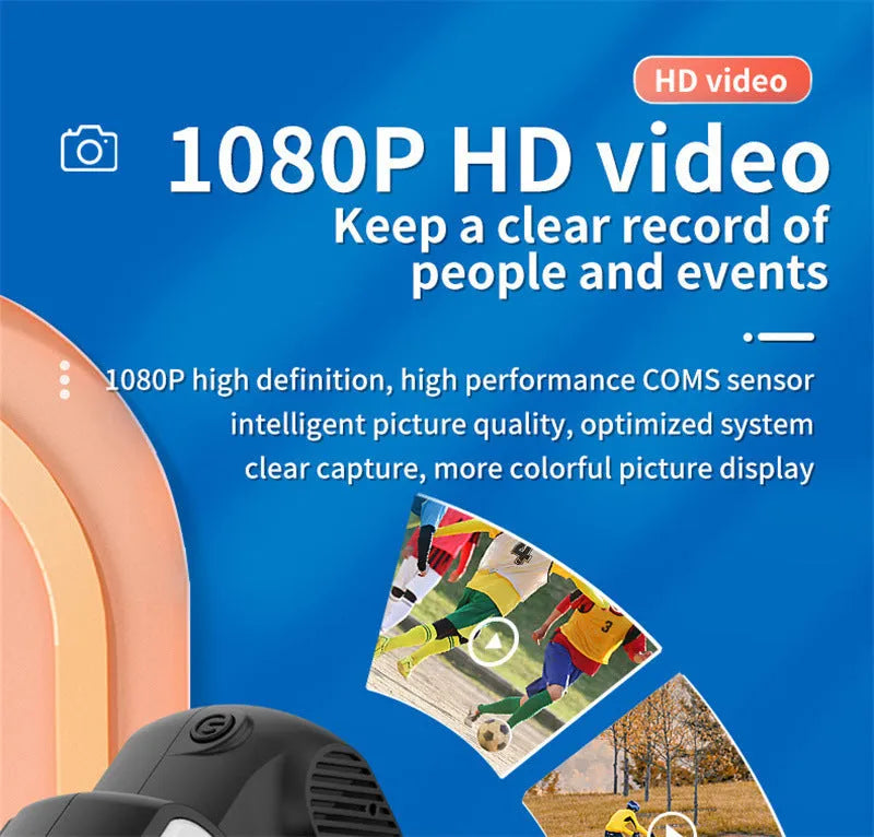Retro mini camera in black with display screen, 1080p HD portable camcorder for home and outdoor recording
