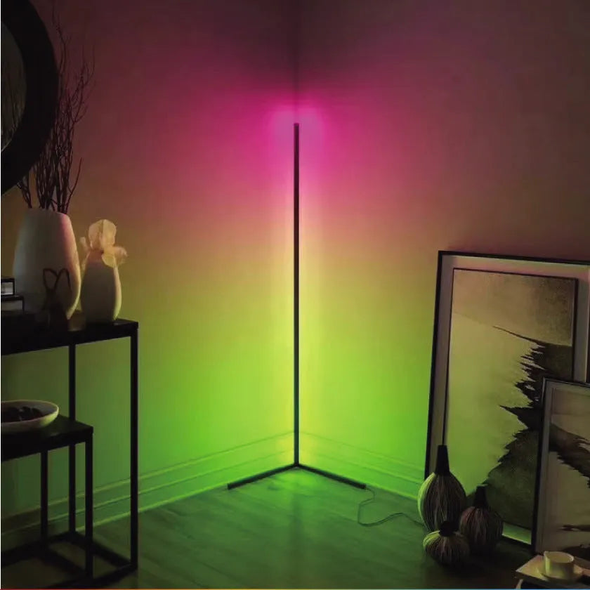 Black RGB floor lamp with music sync and aluminium alloy stand