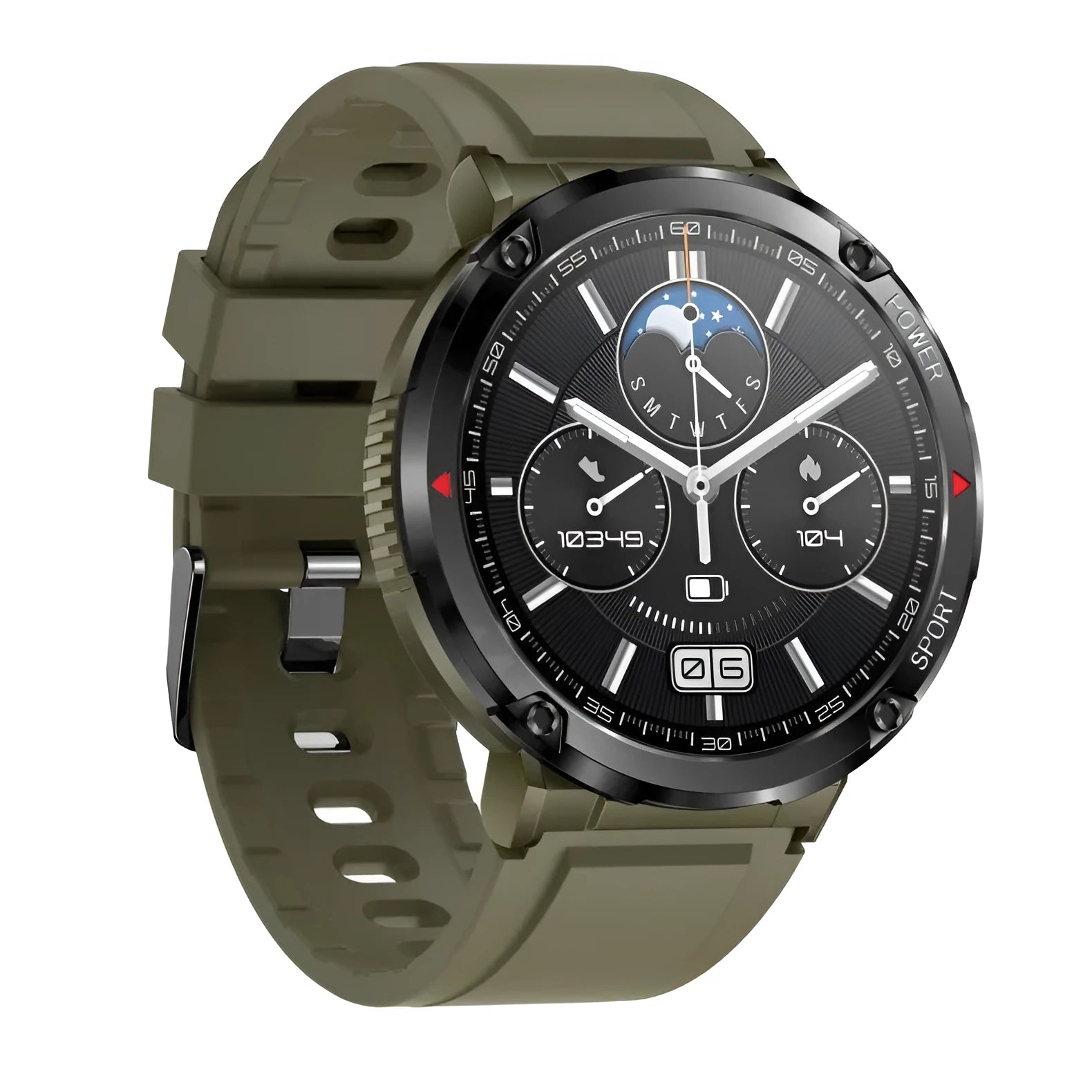 T30 Smart Watch with black silicone strap showing IPS screen displaying time and heart rate.