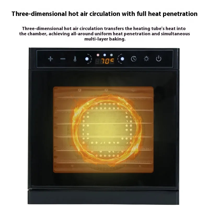Stainless steel fruit dehydrator with visual skylight window and stackable trays for drying fruits and vegetables