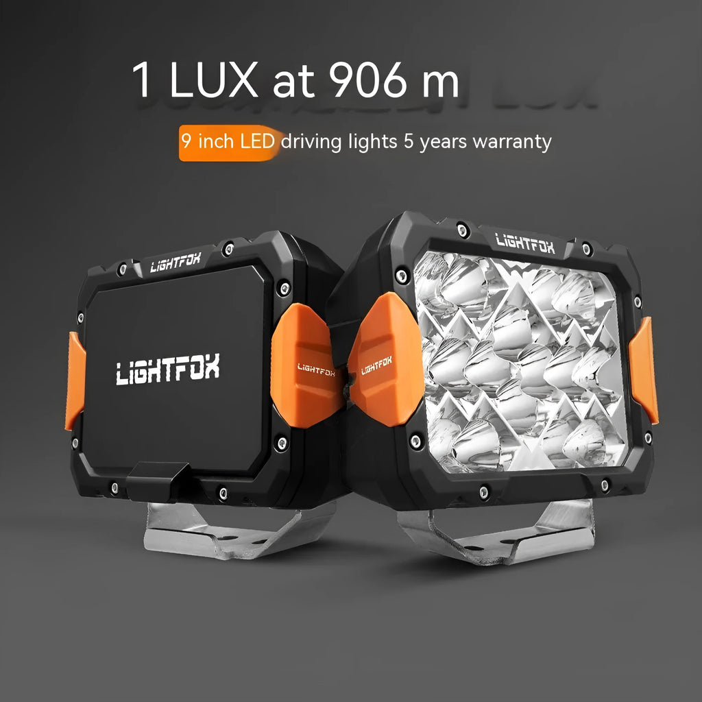 A pair of black aluminium LED light bars for universal fitting to off-road vehicle front bumpers.