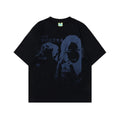 Men's grey retro character design T-shirt with short sleeves and loose fit