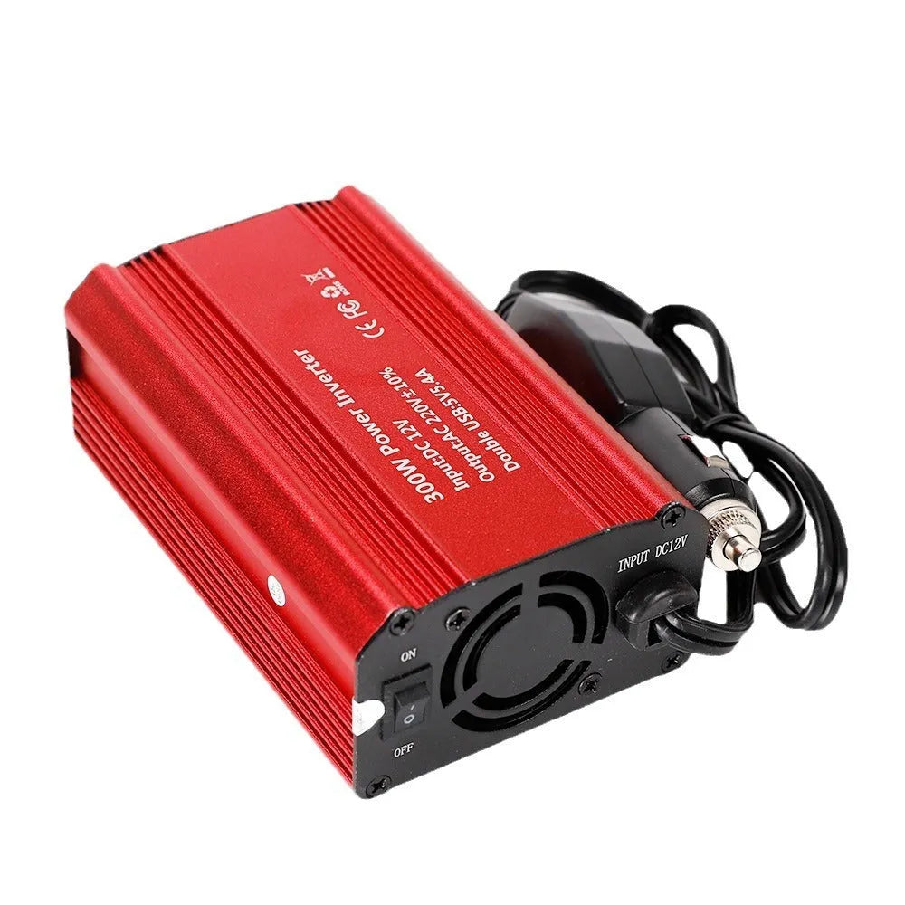 Modified wave car inverter 300W aluminium alloy shell with dual USB ports and indicator light, FM300X series