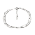 Women's double layer twin titanium steel bracelet in a geometric cold style, shown in gold and silver colours.