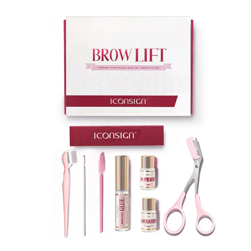 Pink eyebrow quick ironing perm set for keratin lamination brow styling treatments