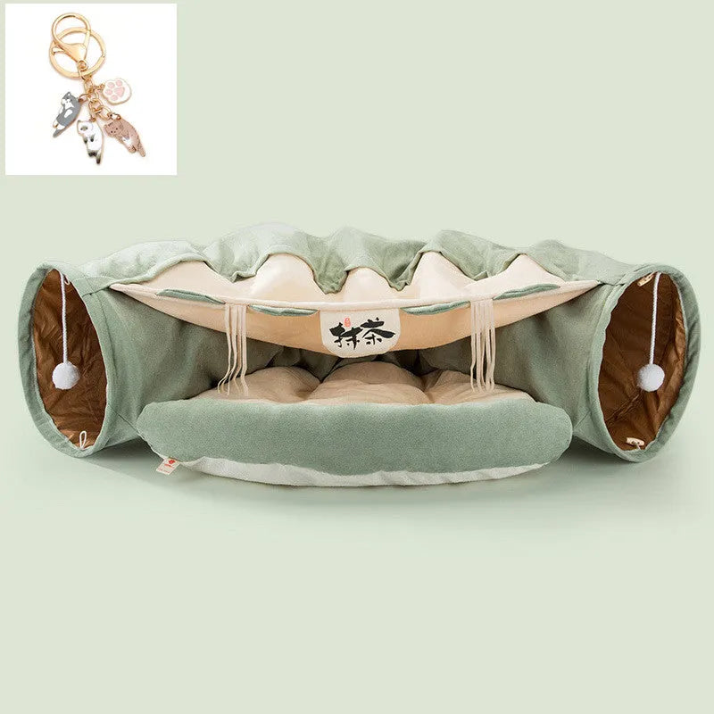 Collapsible cloth cat tunnel in Bar, Coffee, Matcha and Pink colour options