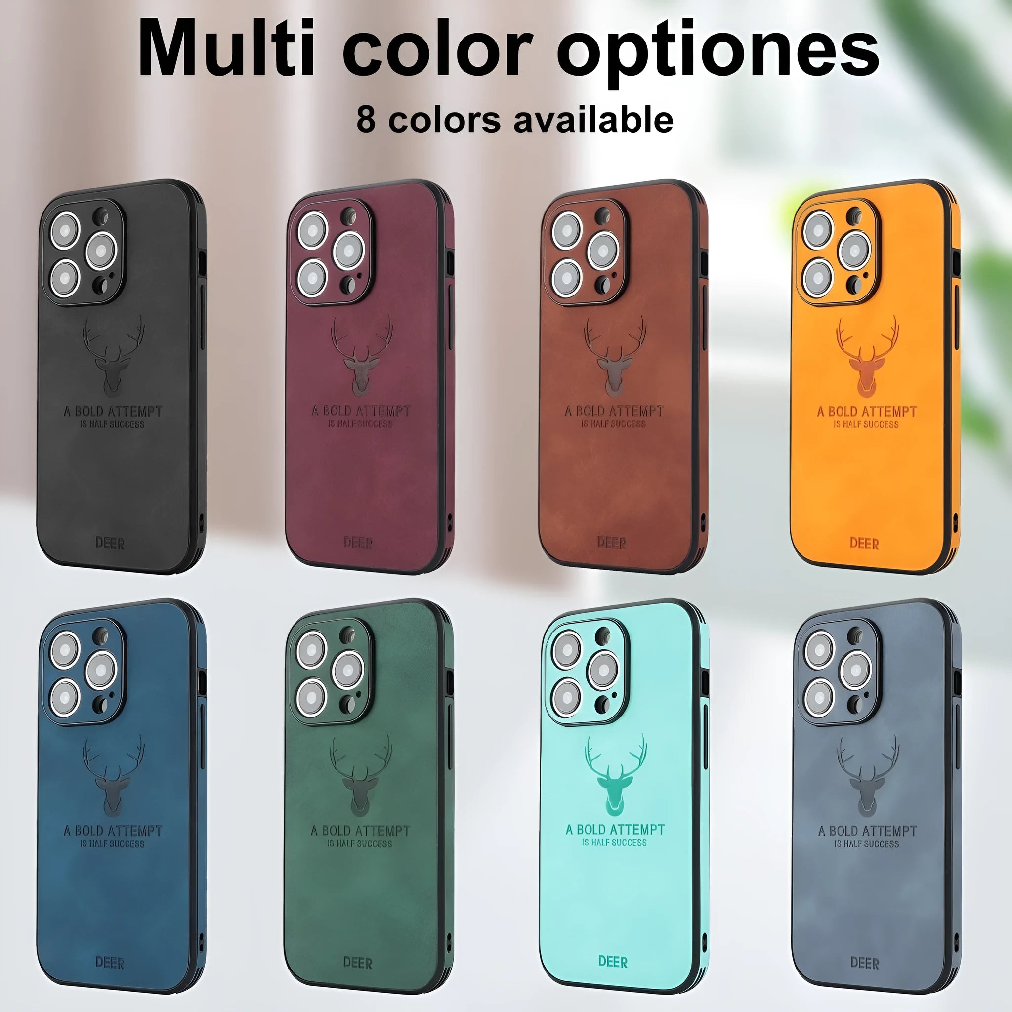 iPhone 16 magnetic charging case with embossed moose head design in imitation leather.